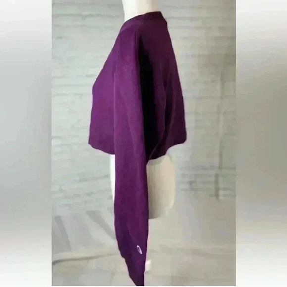Champion reverse weave purple fleece cropped crewneck RELAXED sweatshirt size XS - Picture 3 of 12